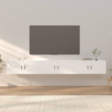 vidaXL Έπιπλα Τηλεόρασης Επιτοίχια 3 τεμ. Λευκά 100x34,5x40cm