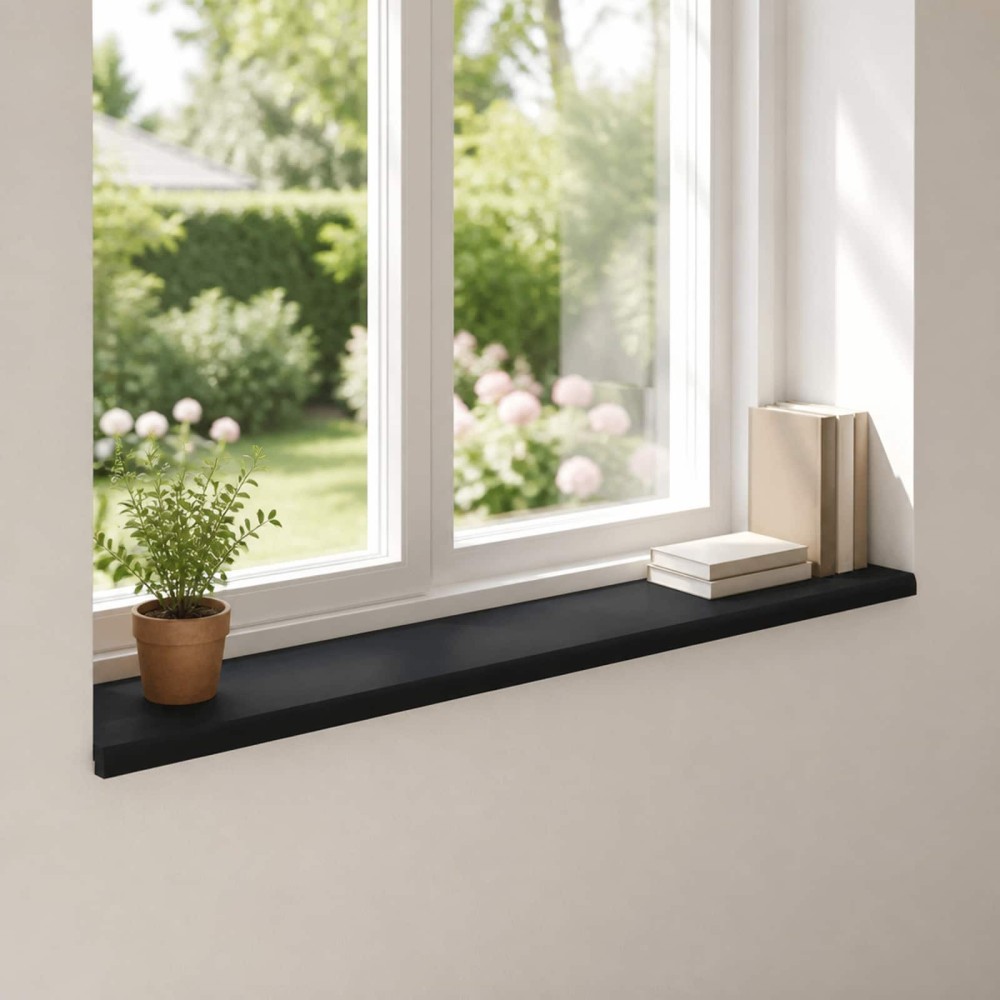 vidaXL Παράθυρα 2 τμχ. Μαύρο 160 x 30 x 2 cm Στερεό ξύλο οξιάς