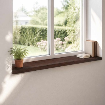 vidaXL Παράθυρα 2 τμχ. Σκούρο Καφέ 120 x 25 x 2 cm Στερεό ξύλο οξιάς