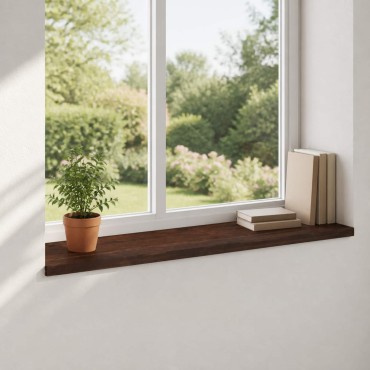 vidaXL Παράθυρα 2 τμχ. Σκούρο Καφέ 140 x 40 x 2 cm Στερεό ξύλο οξιάς