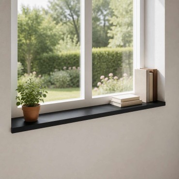 vidaXL Παράθυρα 2 τμχ. Μαύρο 140 x 40 x 2 cm Στερεό ξύλο οξιάς
