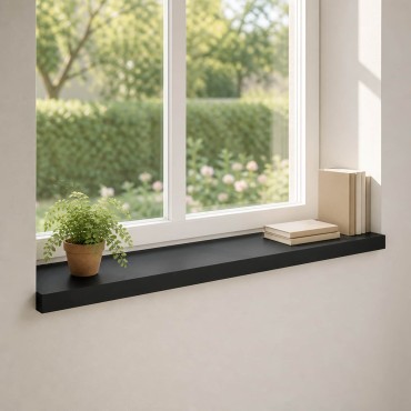 vidaXL Παράθυρα 2 τμχ. Μαύρο 90 x 30 x 2 cm Στερεό ξύλο οξιάς