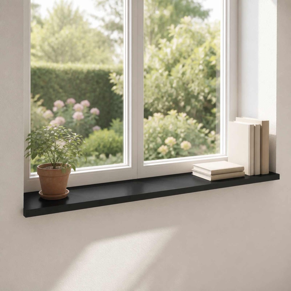 vidaXL Παράθυρα 2 τμχ. Μαύρο 100 x 40 x 2 cm Στερεό ξύλο οξιάς