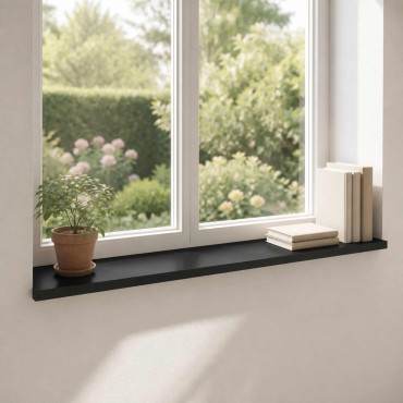 vidaXL Παράθυρα 2 τμχ. Μαύρο 100 x 40 x 2 cm Στερεό ξύλο οξιάς