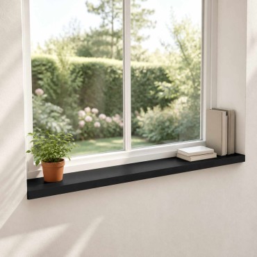 vidaXL Παράθυρα 2 τμχ. Μαύρο 120 x 20 x 2 cm Στερεό ξύλο οξιάς