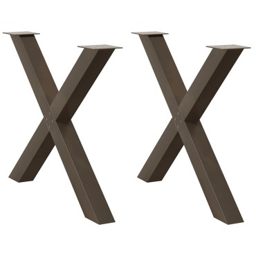 vidaXL Πόδια Τραπεζαρίας σε Σχήμα Χ, 2 τεμ. από Φυσικό Ατσάλι 90x(72-73)cm Ατσάλι