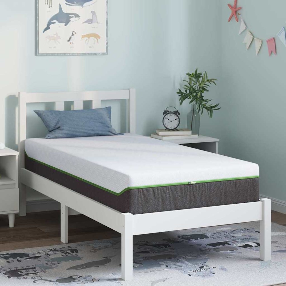 vidaXL Στρώμα Λευκό και Γκρι 80x160cm Ζακάρ ύφασμα 1 τεμ. - Μονό
