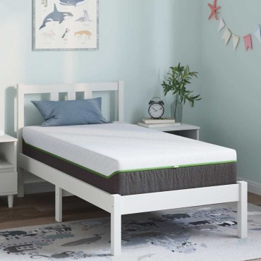vidaXL Στρώμα Λευκό και Γκρι 80x160cm Ζακάρ ύφασμα 1 τεμ. - Μονό