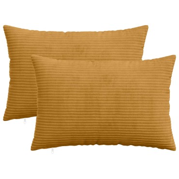 vidaXL Κάλυμμα Μαξιλαριού 2 pcs HEERLEN Κίτρινο 50 x 80 cm κορντουρόι