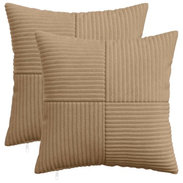 vidaXL Κάλυμμα Μαξιλαριού 2 pcs ALMELO Καφέ 45 x 45 cm κορντουρόι