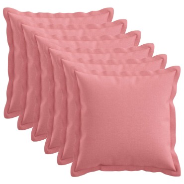 vidaXL Κάλυμμα Μαξιλαριού 6 pcs HOUTEN Ροζ 45 x 45 cm Ψεύτικο Λινό