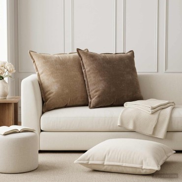 vidaXL Κάλυμμα Μαξιλαριού 2 τμχ. HOUTEN Taupe 65 x 65 εκ.