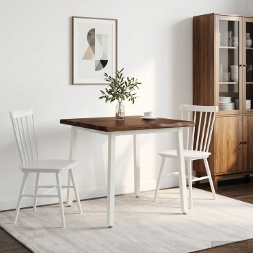 vidaXL 80x80x75cm Στερεό Ξύλο Ακακίας Σκούρο Καφέ και Λευκό