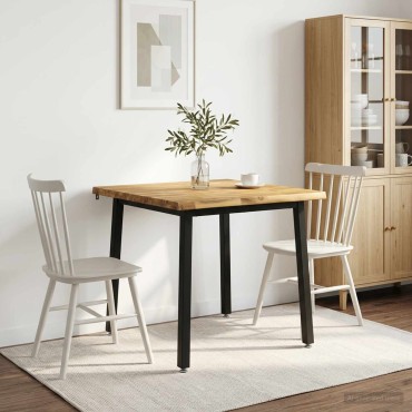 vidaXL 80x80x75cm Στερεό Ξύλο Ακακίας Λευκό και Μαύρο τετράγωνο