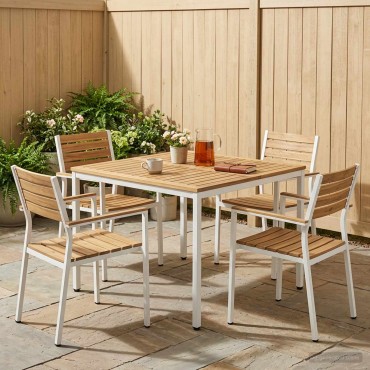 vidaXL Τραπέζι δείπνου κήπου Λευκό 110x108,5x75 εκ 1 τεμ.