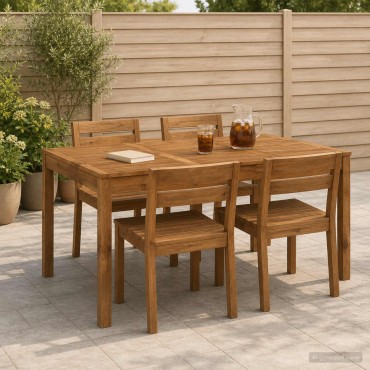 vidaXL Τραπέζι δείπνου κήπου Φυσικό 147x88,5x75 εκ 1 τεμ.