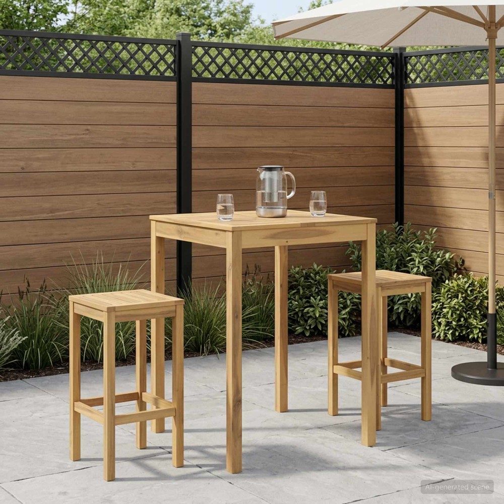 vidaXL Τραπέζι μπαρ κήπου Λευκό 80x80,5x105cm Στερεό Ξύλο Ακακίας 1 τεμ.