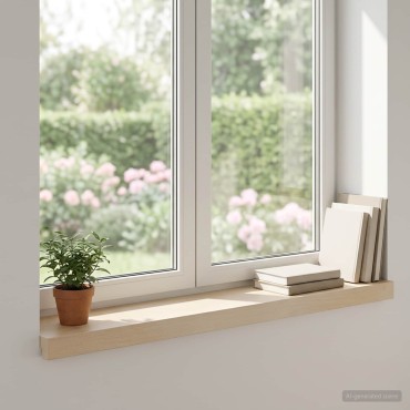 vidaXL Παράθυρα 2 τμχ. Λευκό 90 x 15 x 2 cm Στερεό Ξύλο Δρυός