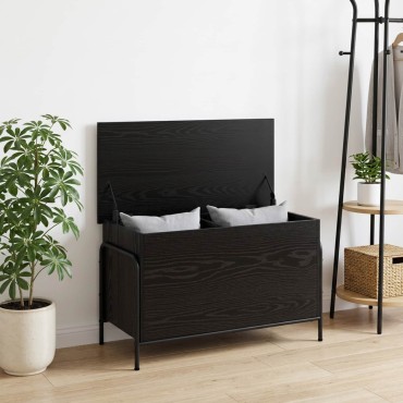 vidaXL Κουτί αποθήκευσης Μαύρη Δρυς 80x40x49,5 εκ