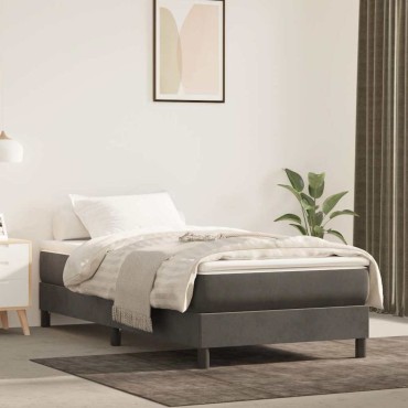 vidaXL Στρώμα με Pocket Springs Μεσαίας Σκληρότητας Σκούρο Γκρι 100x190x20cm Βελούδο Twin 1 τεμ. - Μονό