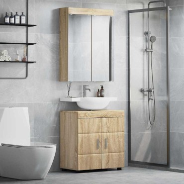 vidaXL Σετ Επίπλων Μπάνιου TULUM 2 τεμ. Δρύς Sonoma 60x34x63 εκ