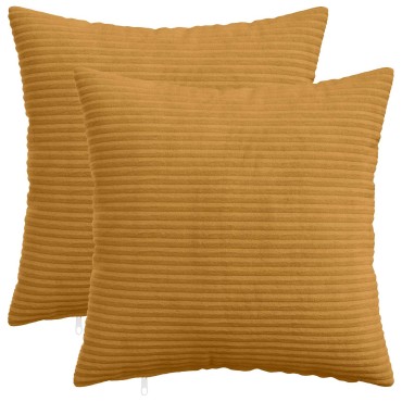 vidaXL Κάλυμμα Μαξιλαριού 2 pcs HEERLEN Κίτρινο 30 x 30 cm κορντουρόι