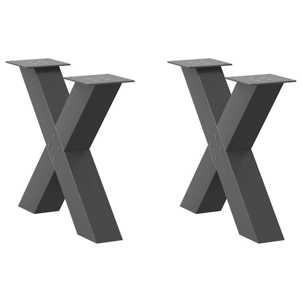 vidaXL Πόδια Τραπεζιού Σαλονιού σε Σχήμα Χ, 2 τεμ. Ανθρακί 50x(42-43)cm Ατσάλι vidaXL Πόδια Τραπεζιού Σαλονιού σε Σχήμα Χ, 2 τεμ. Ανθρακί 50x(42-43)cm Ατσάλι