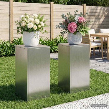 vidaXL Βάση φυτών 2 pcs Ασημί 30 x 30 x 60 cm Ατσάλι