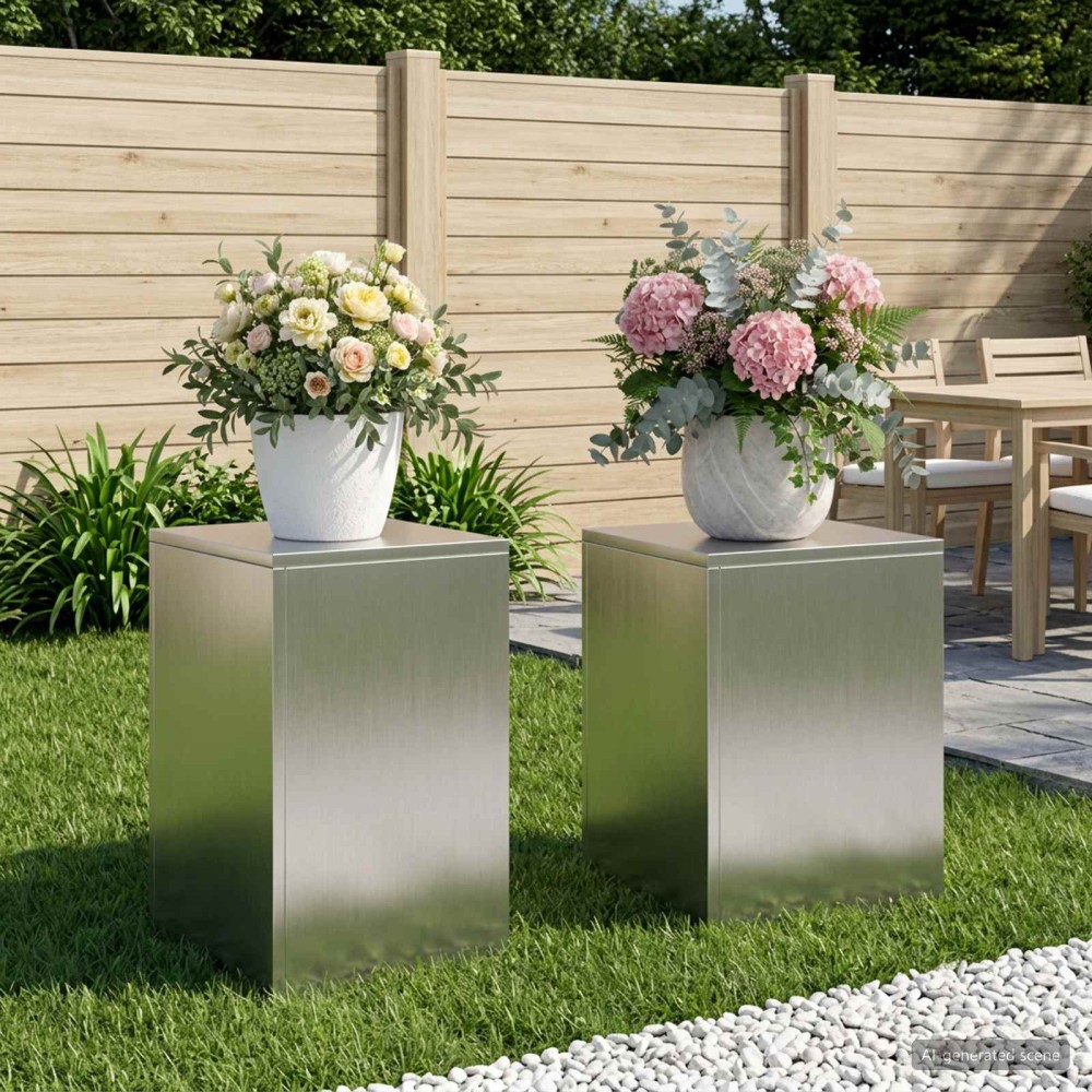 vidaXL Βάση φυτών 2 pcs Ασημί 30 x 30 x 40 cm Ατσάλι