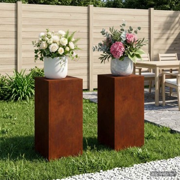 vidaXL Βάση φυτών 2 pcs Σκ rusty 30 x 30 x 60 cm