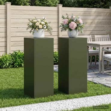vidaXL Βάση φυτών 2 pcs Λαδί 30 x 30 x 80 cm Ατσάλι