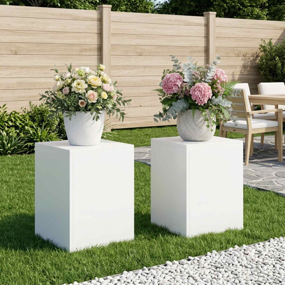 vidaXL Βάση φυτών 2 pcs Λευκό 30 x 30 x 40 cm Ατσάλι