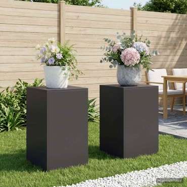 vidaXL Βάση φυτών 2 pcs Μαύρο 40 x 40 x 60 cm Ατσάλι