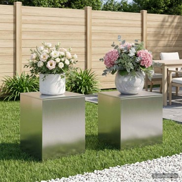 vidaXL Βάση φυτών 2 pcs Ασημί 40 x 40 x 40 cm Ατσάλι