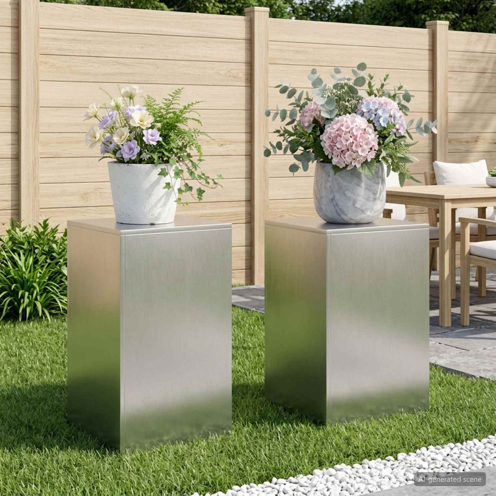 vidaXL Βάση φυτών 2 pcs Ασημί 40 x 40 x 60 cm Ατσάλι