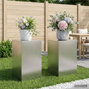vidaXL Βάση φυτών 2 pcs Ασημί 40 x 40 x 60 cm Ατσάλι