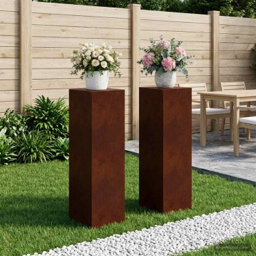 vidaXL Βάση φυτών 2 pcs Σκ rusty 30 x 30 x 100 εκ