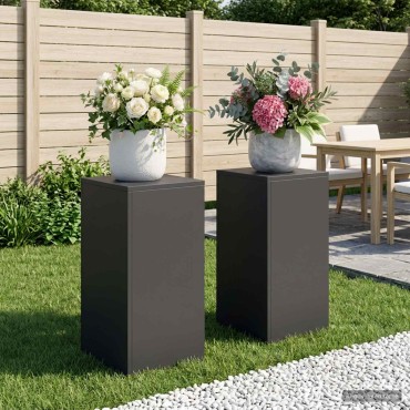 vidaXL Βάση φυτών 2 pcs Μαύρο 30 x 30 x 60 cm Ατσάλι