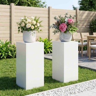 vidaXL Βάση φυτών 2 pcs Λευκό 30 x 30 x 60 cm Ατσάλι