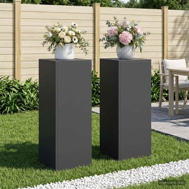 vidaXL Βάση φυτών 2 pcs Μαύρο 30 x 30 x 80 cm Ατσάλι
