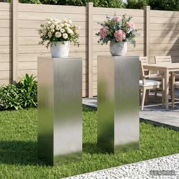 vidaXL Βάση φυτών 2 pcs Ασημί 30 x 30 x 100 εκ Ατσάλι
