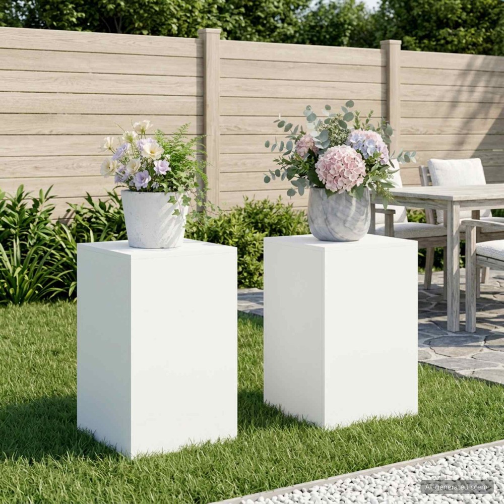 vidaXL Βάση φυτών 2 pcs Λευκό 40 x 40 x 60 cm Ατσάλι