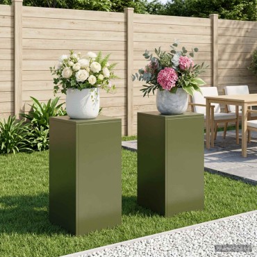 vidaXL Βάση φυτών 2 pcs Λαδί 30 x 30 x 60 cm Ατσάλι