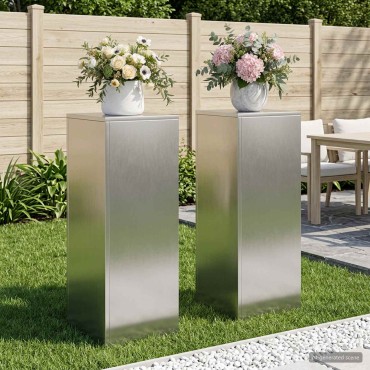 vidaXL Βάση φυτών 2 pcs Ασημί 30 x 30 x 80 cm Ατσάλι