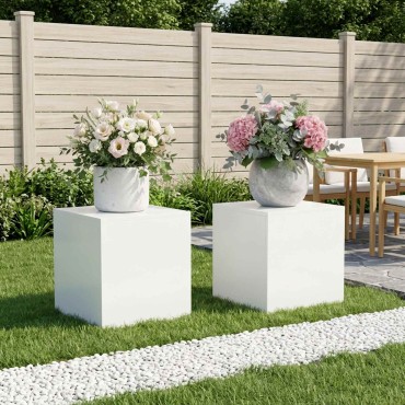 vidaXL Βάση φυτών 2 pcs Λευκό 40 x 40 x 40 cm Ατσάλι