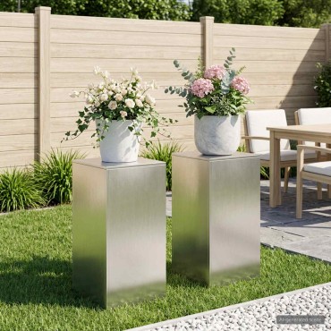 vidaXL Βάση φυτών 2 pcs Ασημί 40 x 40 x 80 cm Ατσάλι