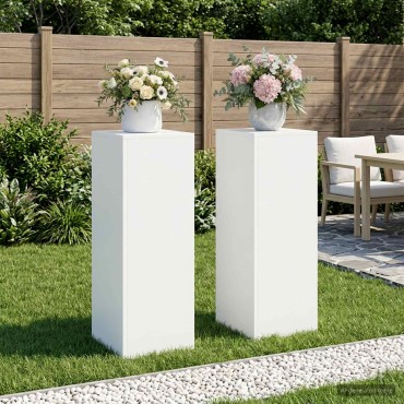 vidaXL Βάση φυτών 2 pcs Λευκό 30 x 30 x 80 cm Ατσάλι