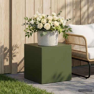 vidaXL Βάση φυτών Λαδί 40 x 40 x 40 cm Ατσάλι Σκληρυθέν στον Αέρα