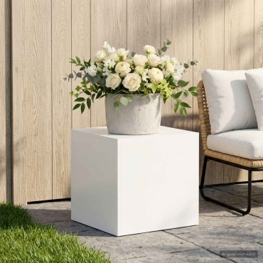vidaXL Βάση φυτών Λευκό 40 x 40 x 40 cm Ατσάλι