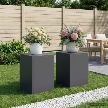 vidaXL Βάση φυτών 2 pcs Ανθρακί 30 x 30 x 40 cm Γαλβανισμένος Χάλυβας